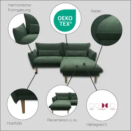 DOMO collection Eckcouch Polyester L-Form 2-Sitzer Grün