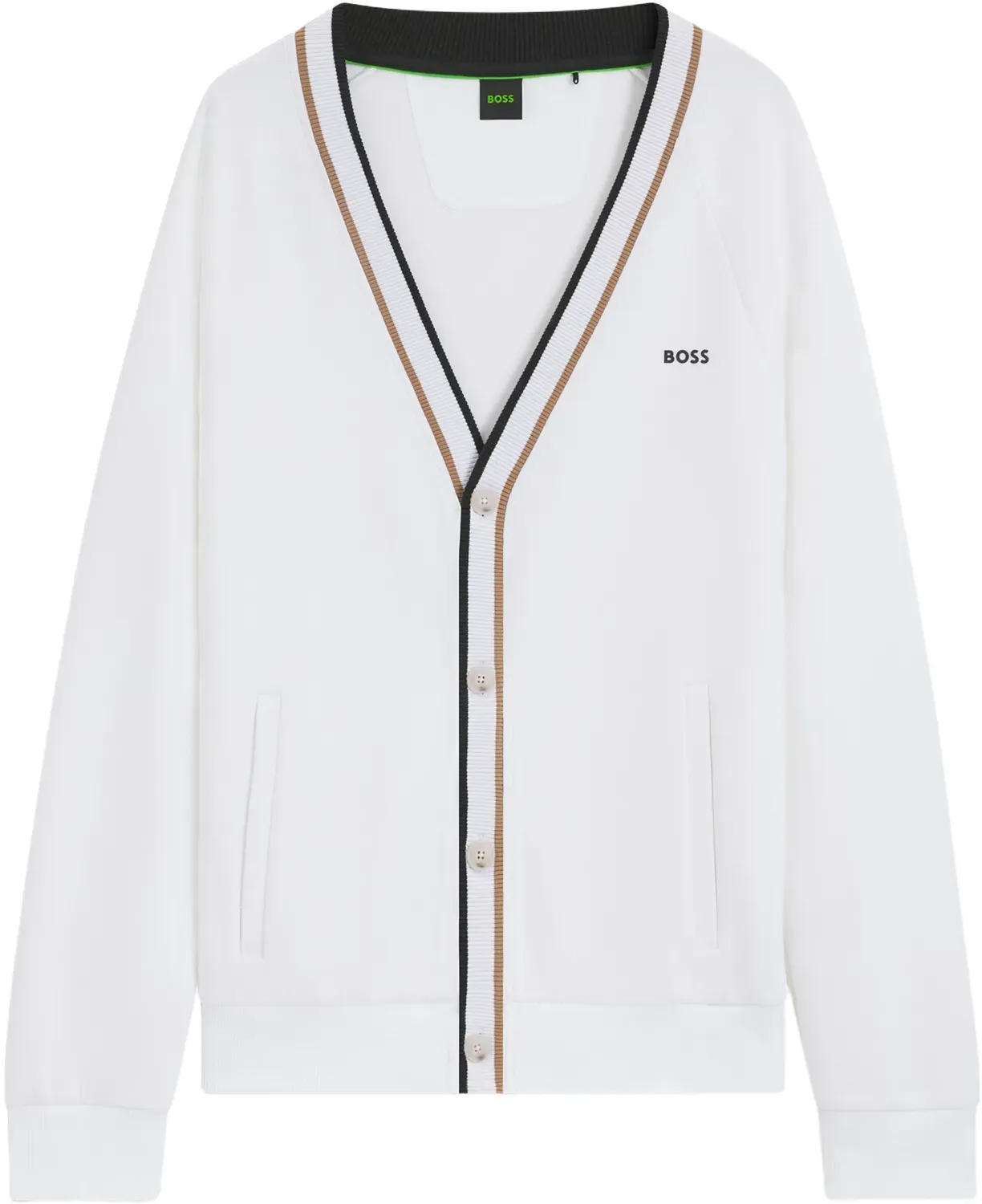 HUGO BOSS Strickjacke Sardigan GOC, weiss