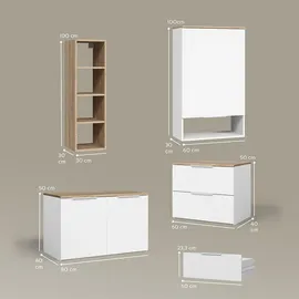 livinity® Wohnwand, Piave Weiß/Sonoma 5 Teile