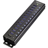 Renkforce RF-3897144 13 Port USB 3.2 Gen 1-Hub (USB 3.0) mit Aluminiumgehäuse, zur Wandmontage, mit