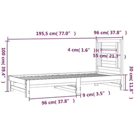 vidaXL Tagesbett Ausziehbar 2x(90x190) cm Massivholz Kiefer1180634