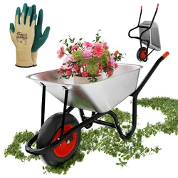GARMIO® Schubkarre 85 Liter bis 160 kg Garten Bauschubkarre, Luftreifen mit Felge - Wanne verzinkt