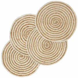 Homescapes Jute-Tischset, Spiral creme-natur, 4er-Set Platzsets rund geflochten, 40 cm,
