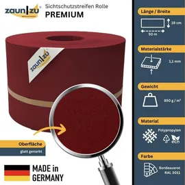 zaunzu® Zaunblende 50 m Bordeauxrot PP