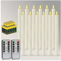 OZAVO LED-Kerze LED Stabkerzen mit Fernbedienung 12pcs Warmweiß, für Weihnachtsdeko, Zimmer Deko, Hochzeit und Party