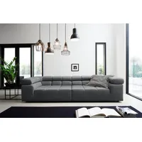 INOSIGN Big-Sofa »Ancona B/T/H: 290/110/70 cm«, auffällige Steppung, inkl. 2 Zierkissen und verstellbaren Kopfstützen grau