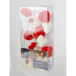 8 Stück Weihnachtliche Lichterkette mit je 10 LEDs rot weiß niedliche Mützen Dekoration