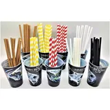 HMH-Shop Strohhalme Papier Ø 6mm / 8mm x 210mm / 240mm Trinkhalme Kraftpapier Jumbo XXL Einweg Partyhalm Weiß Gelb rot braun schwarz Papierhalme (1000 Stück Ø6mm x 210mm, Schwarz)