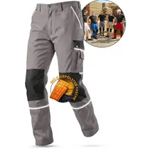 tmg clothing TMG® - Herren Bundhose/Cargohose mit Kniepolstertaschen - strapazierfähig - Grau (W32 R / EU48) - 48