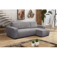VENASI LUNA Universell Ecksofa mit Schlaffunktion und Bettkasten Cord Grau Schlafsofa Eckcouch Sofa - Dunkelgrau