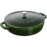 Staub Braisers Bräter mit Chistera Drop-Structure 24 cm, rund, Basilikum-Grün, Gusseisen