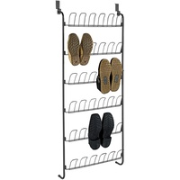 WENKO Tür-Schuhregal, Regal mit 6 Ablagen für bis zu 18 Paar Schuhe zum Einhängen an die Tür, Aufbewahrung und Organisation im gesamten Haushalt, 59 x 151 x 14 cm, pulverbeschichtetes Metall