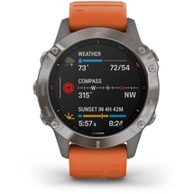 Garmin fenix 6 Saphir titan mit orangem Armband