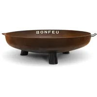 BonFeu BonBowl Plus Feuerschale 80 cm - Feuerschalen für den Garten - Feuerstelle Outdoor - Feuerschale mit Opt. Grillrost aus hochwertigem Cortenstahl - Feuerkorb für den Garten - 80x80x23.5cm