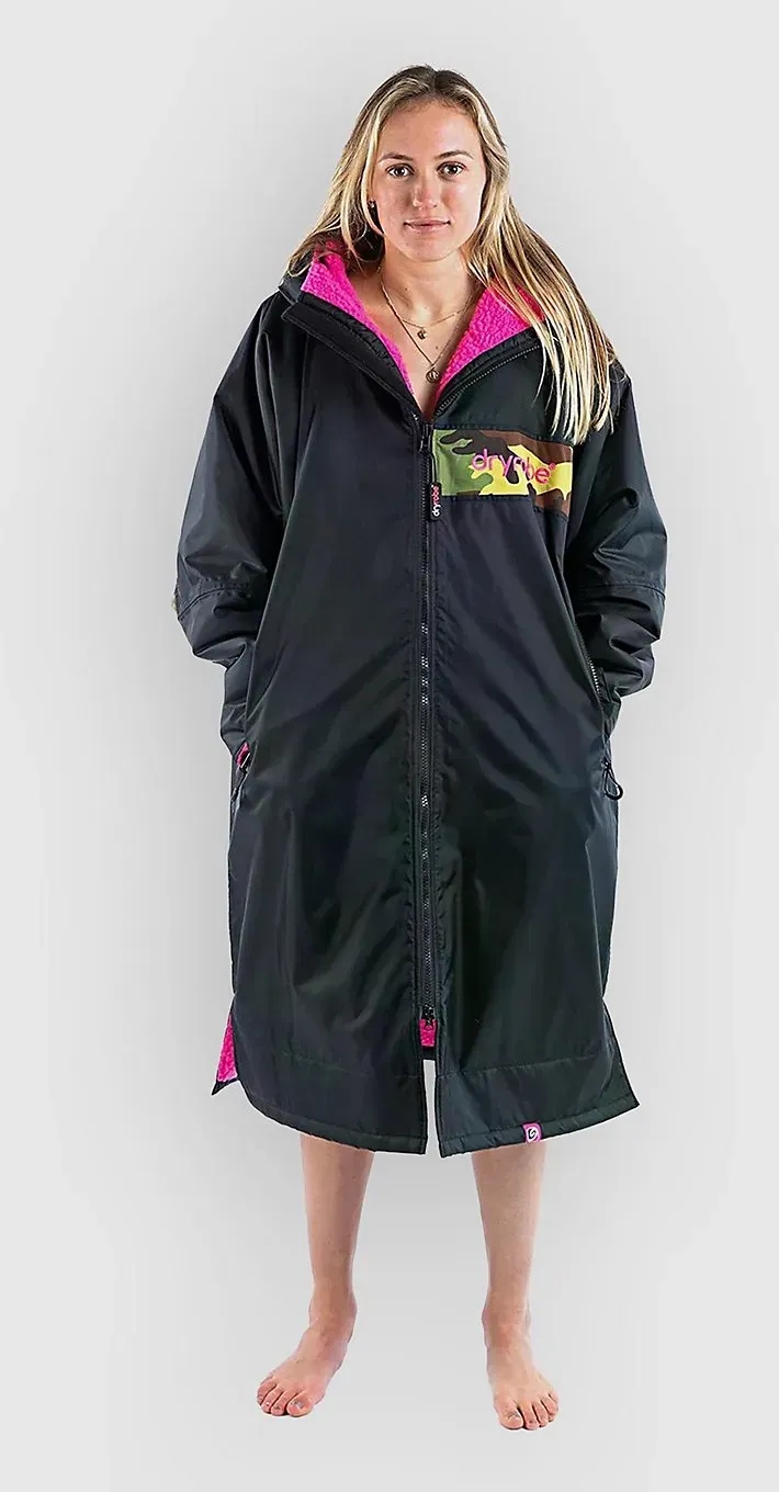 Dryrobe Advance Long Sleeve Surf Poncho black pink camo remix Gr. M