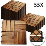karpal 5m2 Holzfliesen Mosaik Akazienholz Fliese 55 Stück 30x30 cm Balkonfliesen Gartenfliesen Terrassenfliesen für Garten Terrasse Balkon - Braun