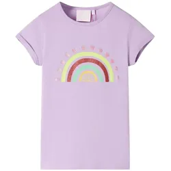Kinder-T-Shirt Lila 128 – Bequem & verspielt mit Regenbogen-Print - 128