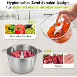 yashe Elektrischer Zerkleinerer 1,8L+2L Schwarz/edelstahl