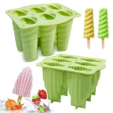 DEHUB Eisformen Silikon, Popsicle Formen Set,BPA Frei EIS am stiel Formen FDA-Zertifiziert Lebensmittelqualität Silikon-EIS-Pop-Hersteller,Ice Lolly Mold mit Sticks und Tropfschutz(Grün+Rosenrot,)