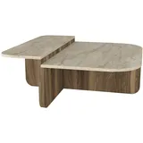 moebel17 Couchtisch Beige/Braun Walnuss 90 x 33 x 90 cm