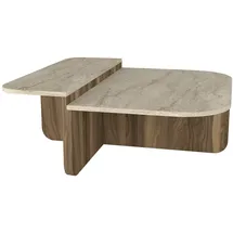 moebel17 Couchtisch Beige/Braun Walnuss 90 x 33 x 90 cm