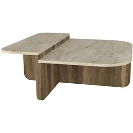moebel17 Couchtisch Beige/Braun Walnuss 90 x 33 x 90 cm