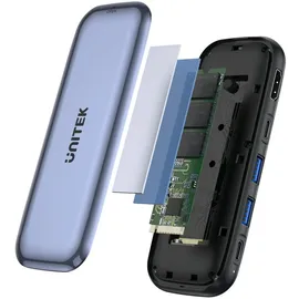 UNITEK Hub USB-C M.2 HDMI PD 100W D1046A uHUB H6 Storage 6-in-1 SSD Storage mit 10Gbps Daten, und / Grau