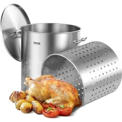 VEVOR Suppentopf Kochtopf Soßentopf 60,5L Edelstahl Kochen Soßen Korbdeckel