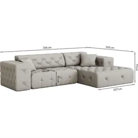 Fun Möbel Ecksofa Designersofa CHANTAL in Stoff Opera Velvet Gelb Ottomane Links