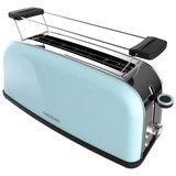 Cecotec Vertikaler Toaster Toastin' time 850 Blue Long, 850 W, 2 Scheiben Brot, 3,8 cm breiter Schlitz, Brötchenaufsatz und Krümelschublade, Edelstahl, Blau