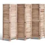 Vevor Raumteiler Paravent aus Holz 6-teiliger faltbarer Sichtschutz, 242 cm langer Raumteiler, tragbarer Dekorationsschirm zur Raumtrennung mit europäischem Still für Zuhause Restaurant Schlafzimmer