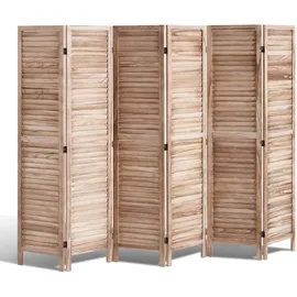 Vevor Raumteiler Paravent aus Holz 6-teiliger faltbarer Sichtschutz, 242 cm langer Raumteiler, tragbarer Dekorationsschirm zur Raumtrennung mit europäischem Still für Zuhause Restaurant Schlafzimmer