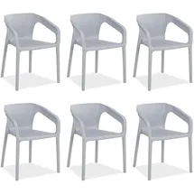 Homestyle4u Gartenstuhl Kunststoff grau 6er Set