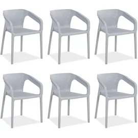 Homestyle4u Gartenstuhl Kunststoff grau 6er Set