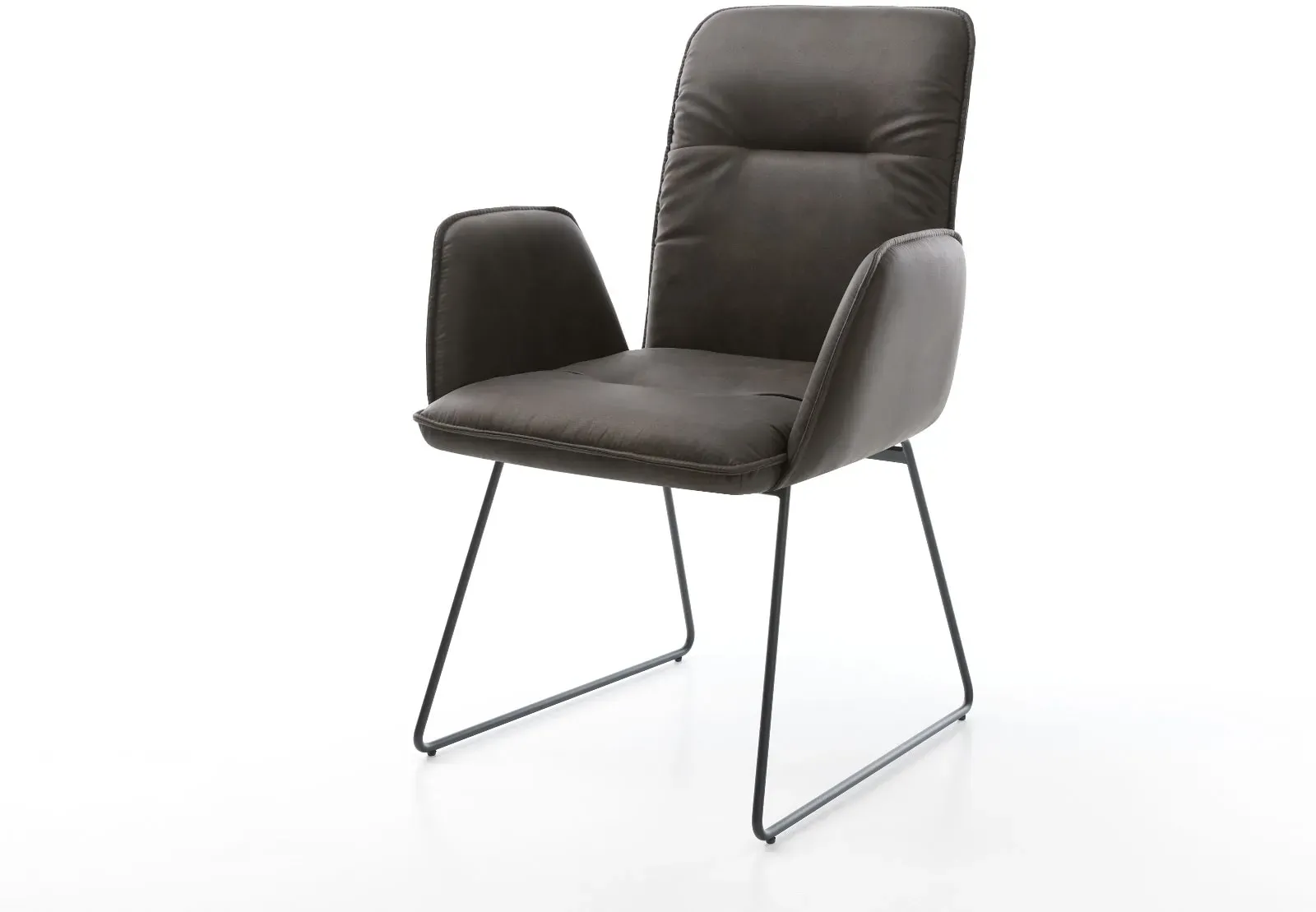 DELIFE Fauteuil Vinja-Flex anthracite vintage cadre patin noir, Chaises de salle à manger