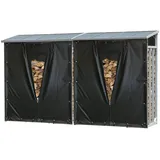 Quick Star Kaminholzregal Aluminium 130 x 70 x 185 cm 2 Stück Grau/Schwarz