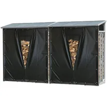 Quick Star Kaminholzregal Aluminium 130 x 70 x 185 cm 2 Stück Grau/Schwarz
