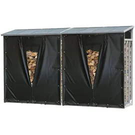 Quick Star Kaminholzregal Aluminium 130 x 70 x 185 cm 2 Stück Grau/Schwarz