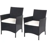 MCW 2er-Set Poly-Rattan Gartensessel Hamar, Korbsessel ~ anthrazit, Kissen creme