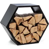 blumfeldt Hexawood Black Holzspeicher Hexagon-Form 50,2x58x32cm Schwarz