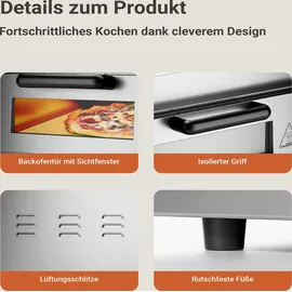 Wiltec Pizzaofen 2000W Silber