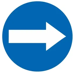 CombiCraft aluminium Türschild mit weißem Pfeil auf blauem Hintergrund - Ø 75 mm
