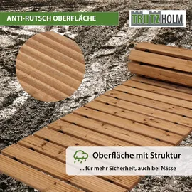 Baumarktplus Holzpfad ausrollbar 250x43x2 cm rustikales Tannenholz Anti-Rutsch Oberfläche wetterfester Holzweg