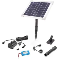 Esotec Solar Pumpenset 6/140 mit Akkuspeicher, Solarbrunnen mit LED-Licht, Solar-Pumpe 140l/h, LiFePO4 Akku, 6Wp Solarmodul 101921