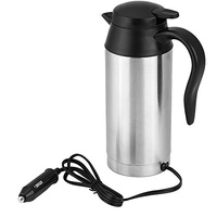 Keenso Auto 12V 750ML Wasserkocher Tragbar Edelstahl Heizung Trinkbecher Reise Wasserkocher Thermos für Heizung Wasser Kaffee Tee Getränkehalter