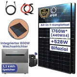 TerraLumen 1760W Komplettset Photovoltaikanlage All-In-One 8m2 inkl. 3,2 kWh Anker SOLIX Solarbank E1600 PRO mit Smarter Zähler und Ziegeldach