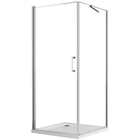 Boromal Eckdusche 80x80 Duschkabine Pendeltür mit Seitenwand Eckeinstieg Duschabtrennung, BxT: 80x90 cm, 6mm ESG Glas Duschtrennwand Drehtür 80 cm x 195 cm x 90 cm