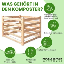 Gartenwelt Riegelsberger Moderner Komposter Single ca. 120x120 cm Höhe 80 cm aus Lärchenholz Massivholz Steckkomposter Kompostsilo Holzkomposter Stecksystem