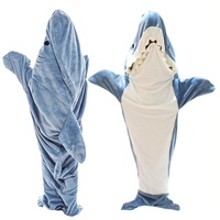 WAITLOVER Tragbare Hai-Decke Hoodie für Männer Frauen Fleece Hoodie Decke mit Ärmeln Decken Kapuze Pyjama Tiertasche Schlafhai
