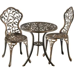 TecTake GmbH Bistrotisch-Set Lyon für 2 Personen, wetterfestes Aluminium  3